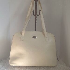 Furla Leather Dome Purse Vintage Cream Satchel with Suede lining